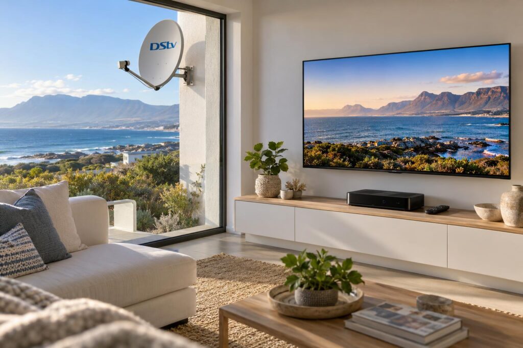 New Explora Ultra after a DStv decoder upgrade in a Hermanus lounge
