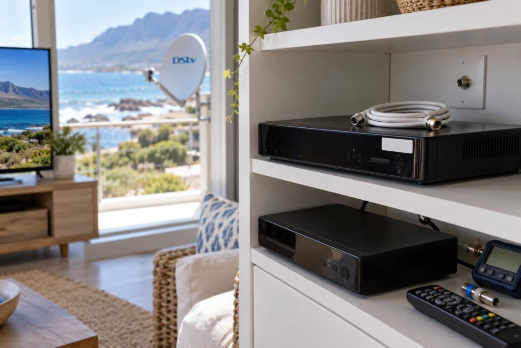 Primary and secondary decoders Primary and secondary DStv decoders linked with Extra View in a holiday home