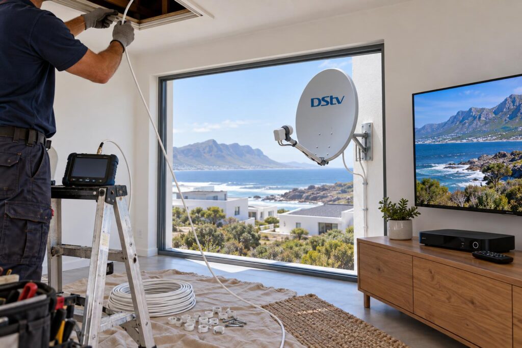 Cabling a third TV room Running coax to a third room for a DStv Extra View setup in Hermanus